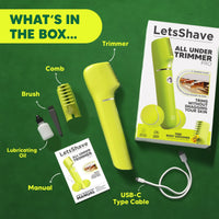 LetsShave All Under Trimmer Pro for Women, Bikini & Private Area Trimmer, Skin-Safe Gold Titanium Blades, 90Min Runtime, Waterproof Body Groomer