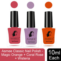 Asmee Classic Nail Polish Magic Orange | Coral Rose | Wisteria