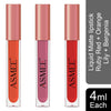 Asmee Liquid Matte lipstick Ruby Red | Orange Lily | Bergenia