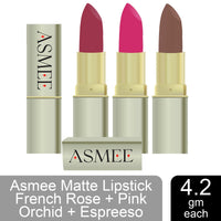 Asmee Matte Lipstick Espresso | French Rose | Pink Orchid