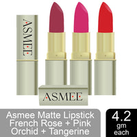 Asmee Matte Lipstick French Rose | Pink Orchid | Tangerine