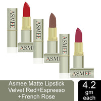Asmee Matte Lipstick Velvet Red | Espresso | French Rose