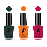 Asmee Premium Gel Nail Polish Forest Green | Mustard Yellow | Carnation Pink