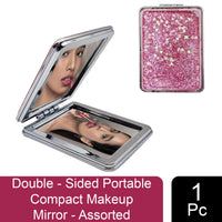 Majestique Glitter Portable Double-Sided Mirror Assorted 1 Piece