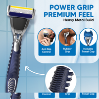 LetsShave Pro 6 Plus Lite Face & Full Body Razor for Men | Handle+2 blades+travel cap 82 gm