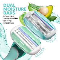 Letssshave Evior Trial Pack Razor for Women with All Our 2 Best Blades + 1 Handle, Pack of 3, Craft your own Shaving Masterpiece with Dual Moisture Bar & Micro Comb Guard Bar, Razor for full body