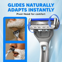 LetsShave Pro 6 Portable Razor for Men, Pack of 4 Razor, World's First 6 Blade Razor Set, Disposable Razor for Men Kit