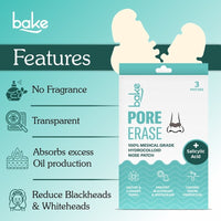 BAKE 2% Salicylic Acid Nose Patches for Pore Cleansing, Blackhead Removal & Sebum Control with Hydrocolloid - 3