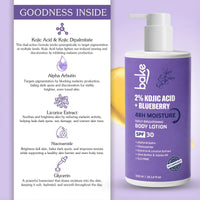 BAKE 2% Kojic Acid + Blueberry Brightening Body Lotion SPF 30 with Alpha Arbutin for Dark Spots, Uneven Skin Tone & Daily Hydration -300ml - 7