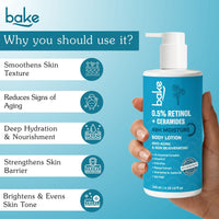 BAKE 0.5% Retinol + Ceramides Body Lotion for 48H Moisture, Anti-Aging, Skin Repair & Rejuvenation-300ml - 2
