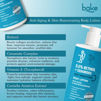 BAKE 0.5% Retinol + Ceramides Body Lotion for 48H Moisture, Anti-Aging, Skin Repair & Rejuvenation-300ml - 3