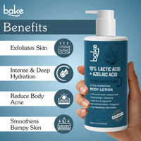BAKE 10% Lactic Acid + Azelaic Acid Body Lotion For Bumpy Skin, Exfoliates Skin & Improves Skin Texture With 72-Hour Ultra Hydration-300ml - 2
