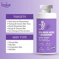 BAKE 2% Kojic Acid Brightening Body Wash with Glycolic Acid for Pigmentation ,Tan Removal & Dark Spots-300ml - 5