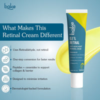 BAKE 0.1% Retinal Night Cream with Retinaldehyde, Bakuchi Oil & Peptide for Fine Lines, Wrinkles & Collagen Boost -30g - 8
