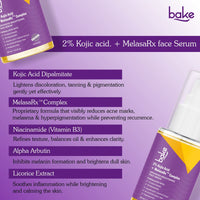 BAKE 2% Kojic Acid Face Serum with MelasaRx™ Complex for Dark Spots, Pigmentation & Brightening Glow -30ml - 2