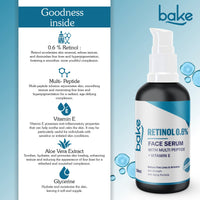 BAKE 1% Retinol Serum with 2% Multi Peptides for Anti Aging, Skin Rejuvenation-30ml - 5