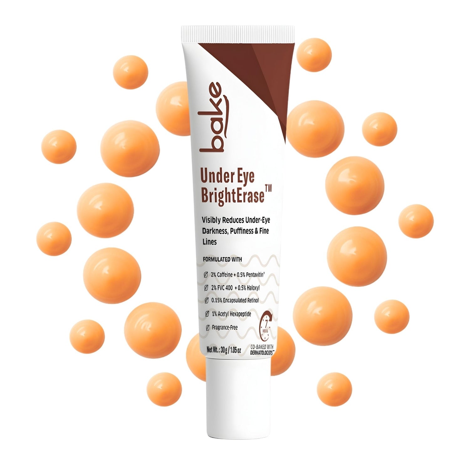 BAKE Under Eye Cream with 2% Caffeine for Dark Circles, Puffiness, Fine Lines & Crow’s Feet for Men & Women-30g - 1