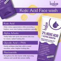 BAKE 2% Kojic Acid Face Wash with Alpha Arbutin - Brightening & Dark Spot Correcting Facial Cleanser-100ml - 8