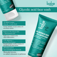 BAKE 5% Glycolic Acid + 2% Lactic Acid Face Wash for Brightening, Exfoliation and Pigmentation Removal-100ml - 3