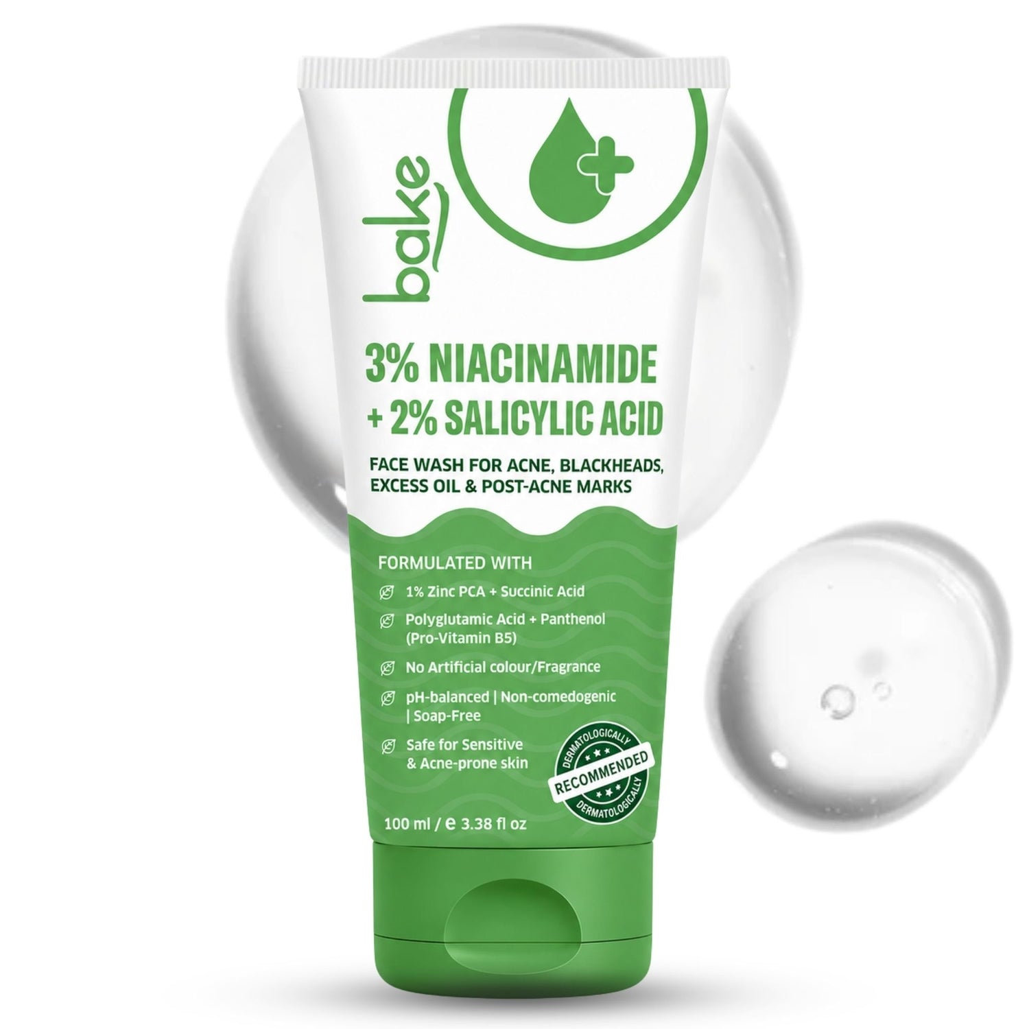 BAKE 3% Niacinamide + 2% Salicylic Acid Face Wash for Acne, Blackheads, Excess Oil & Post-Acne Marks-100ml - 1