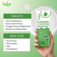 BAKE 3% Niacinamide + 2% Salicylic Acid Face Wash for Acne, Blackheads, Excess Oil & Post-Acne Marks-100ml - 3