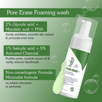 BAKE Pore Erase+Foaming Face Wash for Pore Cleansing, Blackhead Removal & Oil Control with Charcoal -100ml - 2