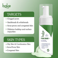 BAKE Pore Erase+Foaming Face Wash for Pore Cleansing, Blackhead Removal & Oil Control with Charcoal -100ml - 4
