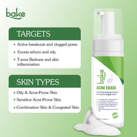 BAKE Acne Erase Clarifying Foaming Cleanser with 2% Salicylic Acid for Acne, Clogged Pores & Oil Control -100ml - 4