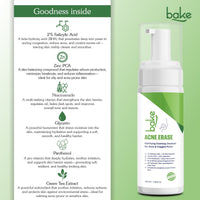 BAKE Acne Erase Clarifying Foaming Cleanser with 2% Salicylic Acid for Acne, Clogged Pores & Oil Control -100ml - 5