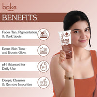 BAKE De-Tan Face Wash with Kojic Acid & Glycolic Acid for Tanned, Uneven Skin Tone, Glow & Spot Reduction -100ml - 4
