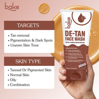 BAKE De-Tan Face Wash with Kojic Acid & Glycolic Acid for Tanned, Uneven Skin Tone, Glow & Spot Reduction -100ml - 5