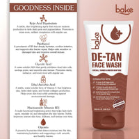 BAKE De-Tan Face Wash with Kojic Acid & Glycolic Acid for Tanned, Uneven Skin Tone, Glow & Spot Reduction -100ml - 7