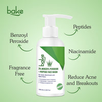 BAKE 3% Benzoyl Peroxide + Peptide Milky Face Wash For Reduces Acne, Open Pores, Improves Skin Texture & Blackheads -100ml - 6