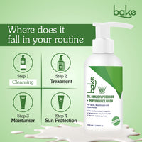 BAKE 3% Benzoyl Peroxide + Peptide Milky Face Wash For Reduces Acne, Open Pores, Improves Skin Texture & Blackheads -100ml - 7