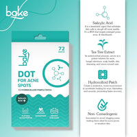 BAKE 2% Salicylic Acid Pimple Patches for Active Acne & Acne-Prone Skin, Hydrocolloid Waterproof Patches - 12