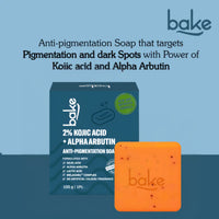 BAKE 2% Kojic Acid Scrub Soap for Pigmentation, Dark Spots & Tan Removal with Alpha Arbutin & MelasaRx-Pack of 1 100g - 7