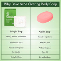 BAKE 2% Salicylic Acid Soap with Niacinamide for Body & Back Acne, Reduces Strawberry Legs & Fades Dark Spots - Pack of 2 100g x 2 - 7