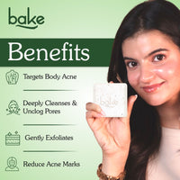 BAKE 2% Salicylic Acid Soap with Niacinamide for Body & Back Acne, Reduces Strawberry Legs & Fades Dark Spots - Pack of 3 100g x 3 - 2