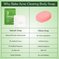 BAKE 2% Salicylic Acid Soap with Niacinamide for Body & Back Acne, Reduces Strawberry Legs & Fades Dark Spots - Pack of 3 100g x 3 - 7