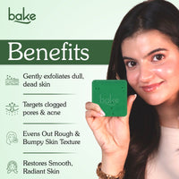 BAKE 10% AHA + 1% BHA Scrub Treatment Soap with Lactic Acid For Clogged Pores, Exfoliation, Strawberry Skin & Bright Underarms - Pack of 2 100g x 2 - 2
