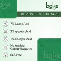 BAKE 10% AHA + 1% BHA Scrub Treatment Soap with Lactic Acid For Clogged Pores, Exfoliation, Strawberry Skin & Bright Underarms - Pack of 3 100g x 3 - 6