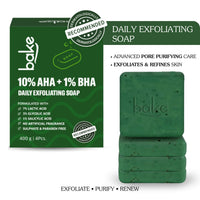 BAKE 10% AHA + 1% BHA Scrub Treatment Soap with Lactic Acid For Clogged Pores, Exfoliation, Strawberry Skin & Bright Underarms - Pack of 4 100g × 4 - 1