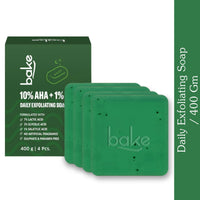 BAKE 10% AHA + 1% BHA Scrub Treatment Soap with Lactic Acid For Clogged Pores, Exfoliation, Strawberry Skin & Bright Underarms - Pack of 4 100g × 4 - 2