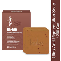 BAKE De-Tan Scrub Coffee Soap with Kojic Acid for Pigmentation, Dark Spots & Tan Removal -Pack of 2 100g x 2 - 1
