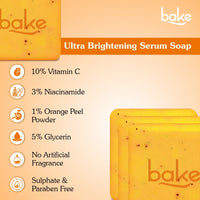 BAKE 10% Vitamin C Ultra-Brightening Serum Soap for Pigmentation, Dark Spots & Tan Removal, Exfoliates Dead Skin Cells Pack of 3 100g x 3 - 3