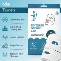 BAKE Bio Collagen Overnight Hydrogel Mask with Niacinamide for Deep Hydration, Firming & Plump Skin - 160g Pack of 4 - 4