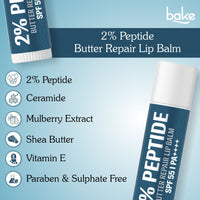 BAKE 2% Peptide + Ceramide Butter Brightening Lip Balm SPF 55 PA++++ with 24 Hour Moisturization For Dark, Pigmented, Dry, Flaky & Chapped Lips -5g - 2