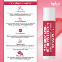 BAKE 2.5% Kojic Acid Mulberry Extract Tinted Butter Brightening Lip Balm SPF 55 PA++++ 24 Hour Moisturization For Dark, Pigmented, Dry & Flaky Lips - 5g - 6