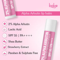 BAKE 2% Alpha Arbutin Tinted Butter Brightening Lip Balm SPF 55 PA++++ with Niacinamide For Dark, Pigmented, Dry & Chapped Lips For UVA/B Rays Sun Protection - 5g - 2