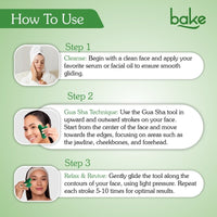 BAKE Jade Gua Sha Tool for Facial Massage, Glowing Skin, Stress Relief, Wrinkle Reduction, Dark Circles & Lifts Eyebrows – 1 Pc 20g - 5